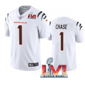 Tröjor Cincinnati Bengals Ja Marr Chase 1 Vit 2022 Super Bowl LVI Vapor Limited - Män